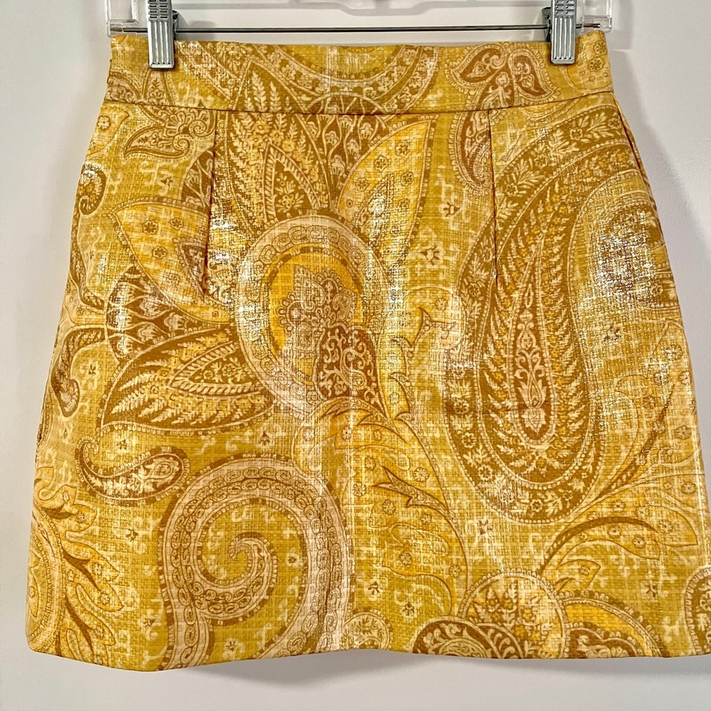 Etro Coated Yellow Paisley Mini Skirt - Picture 6 of 9